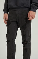 Pacsun Stacked Skinny Black Destroyed Jeans