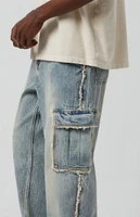 PacSun Light Indigo Frayed Baggy Cargo Jeans
