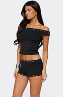 Edikted Neriah Grommet Off Shoulder Top