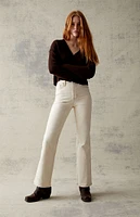 PacSun Cream Stretch High Waisted Bootcut Jeans