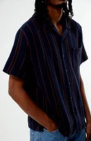 Brixton Bunker Striped Waffle Knit Camp Shirt