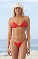 VYB Red Eyelet Sadie Tunnel Bralette Bikini Top