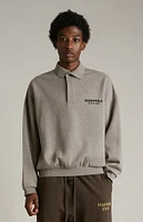 Fear of God Essentials Heather Grey Fleece Polo Sweatshirt