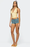 Edikted Cargo Pockets Denim Micro Shorts