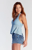 PacSun Dark Indigo Button Flap Pocket Denim Micro Shorts