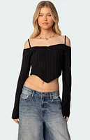 Edikted Triangle Hem Off Shoulder Sweater