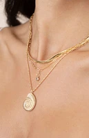 Ettika Nautilus Shell Pendant Layered Necklace