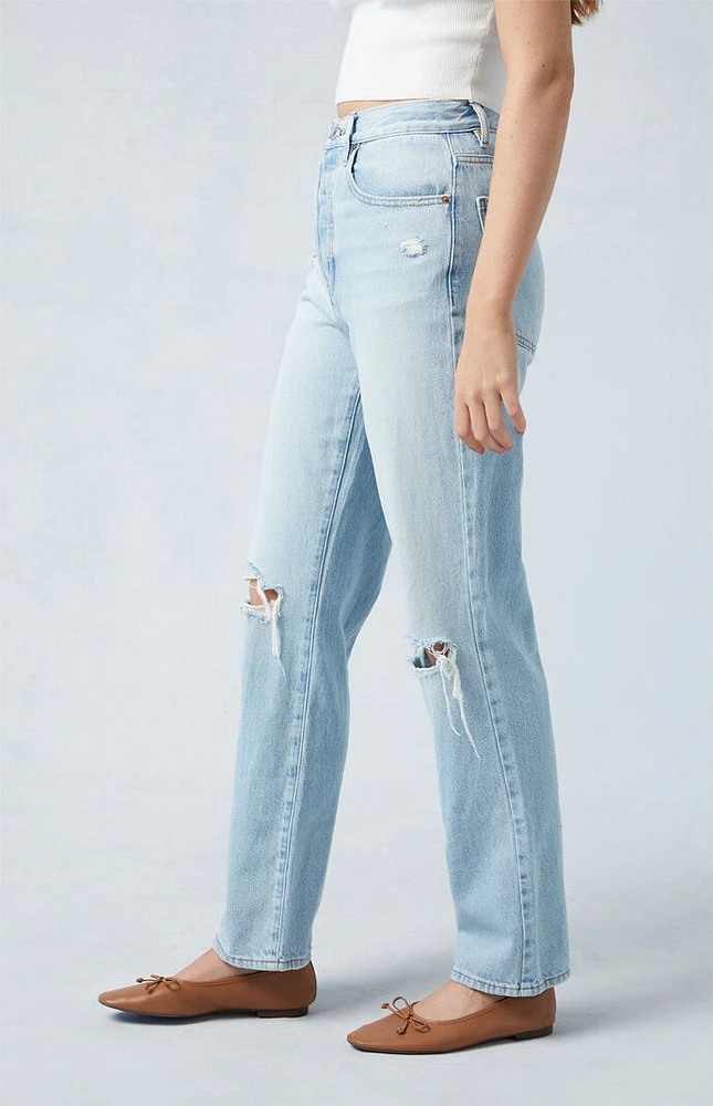 PacSun Eco Light Blue Distressed Dad Jeans