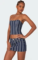 Edikted Inez Striped Denim Corset
