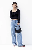 Pacsun Casey Medium Indigo Ripped Low Rise Baggy Jeans
