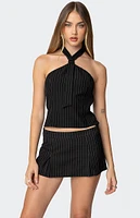 Edikted Karine Pinstripe Halter Top