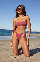 Pacsun Red Striped Emily Bandeau Bikini Top
