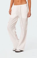 Edikted Lyric Linen Low Rise Cargo Pants