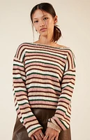 LA Hearts Boat Neck Striped Sweater