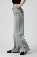 Pacsun Casey Camo Star Low Rise Baggy Jeans Light Indigo