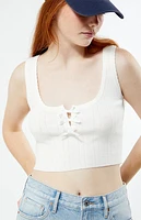 LA Hearts Pointelle Bow Tank Top