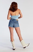 Pacsun Dark Indigo Button Flap Pocket Denim Micro Shorts