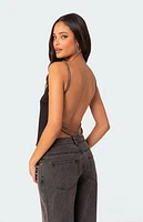 Edikted Karli Rhinestone Strap Open Back Top