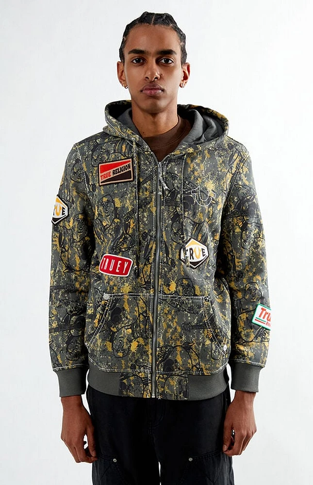True Religion Big T Buddha Camo Full Zip Hoodie