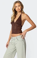 Edikted Lucie Lacey Mesh Halter Top