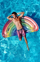 PoolCandy Inflatable Rainbow Glitter Half Island Pool Float