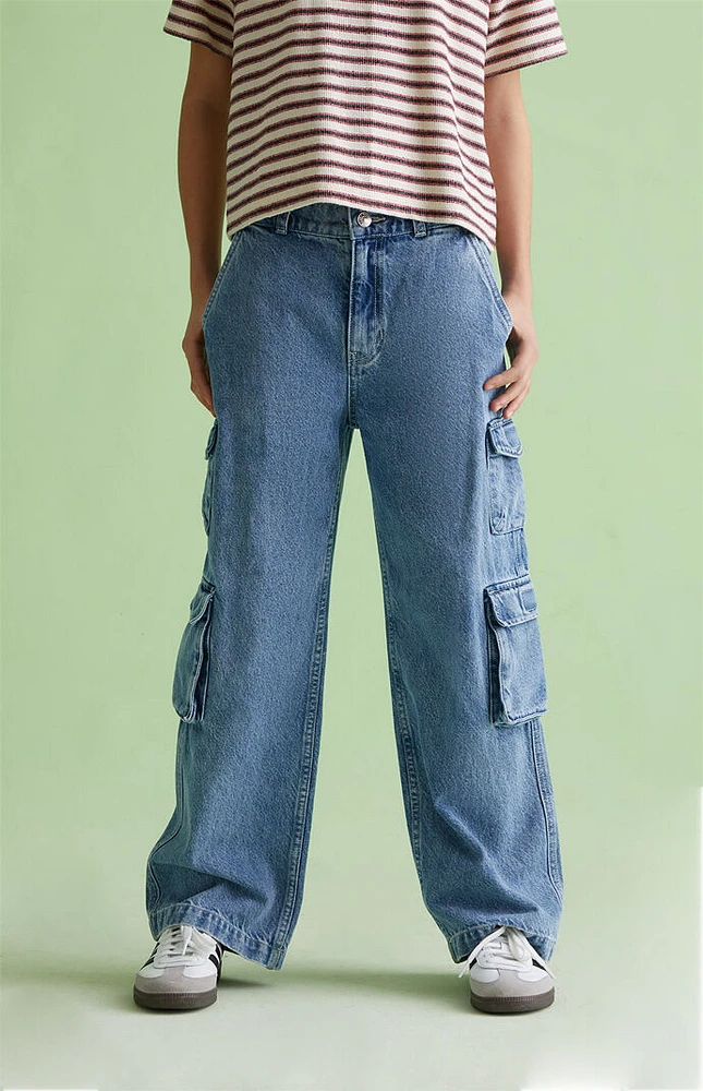 Medium Indigo Baggy Cargo Jeans