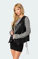 Kara Faux Leather Lace Up Vest