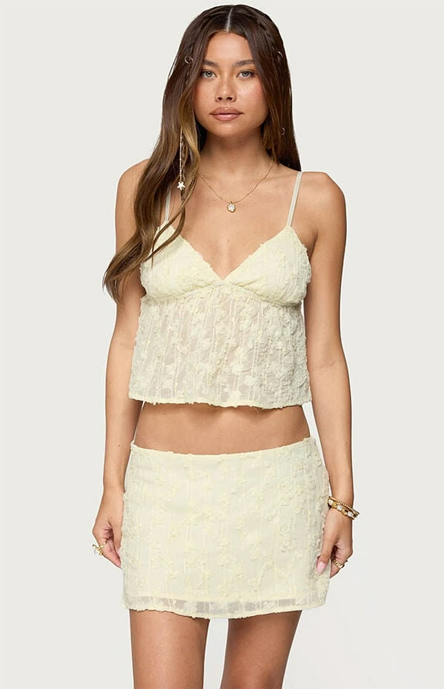 Edikted Leora Textured Floral Babydoll Top
