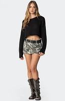 Edikted Camo Denim Mini Skirt