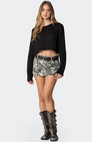 Edikted Camo Denim Mini Skirt