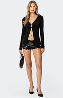 Edikted Daria Split Front Long Sleeve Top