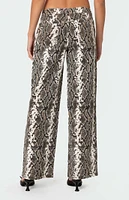 Edikted Snakescale Printed Low Rise Jeans