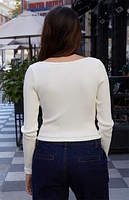 John Galt Off White Zelly Ribbed Long Sleeve Top