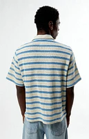 PacSun Blue Striped Texture Oversized Resort Camp Shirt