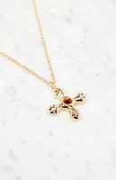 LA Hearts Gemstone Cross Necklace