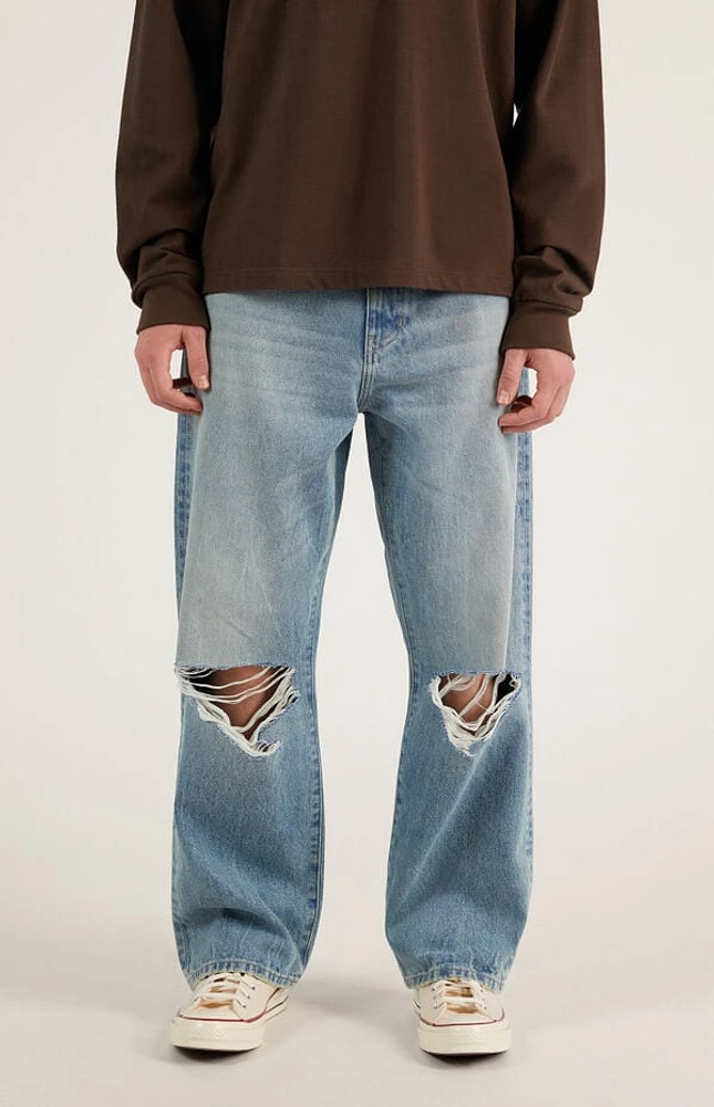 Pacsun Dylan Ripped Knee Baggy Jeans Light Indigo