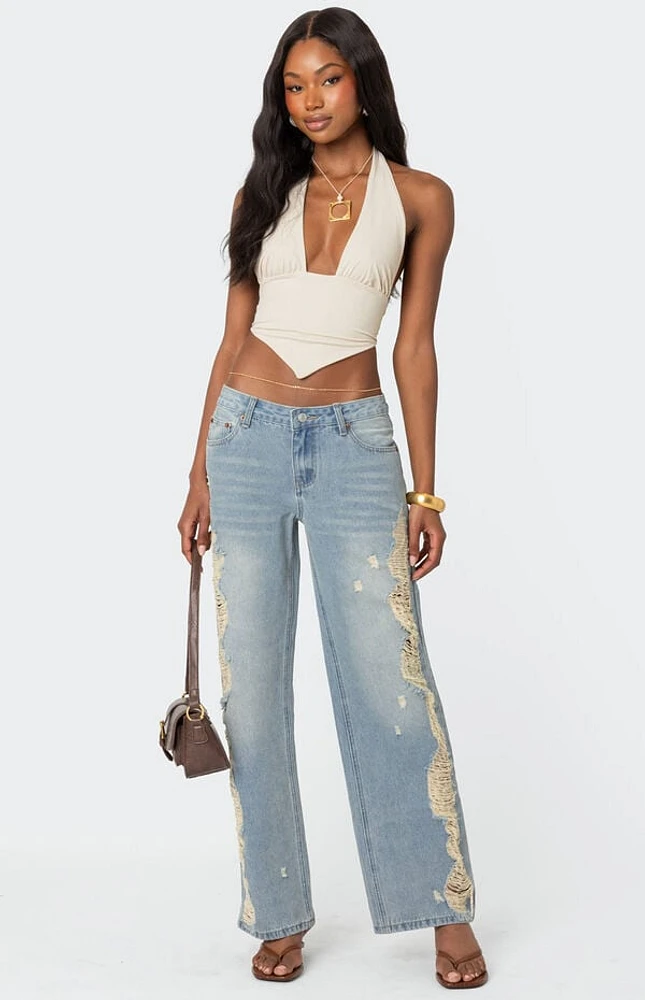 Edikted Distressed Sides Washed Jeans