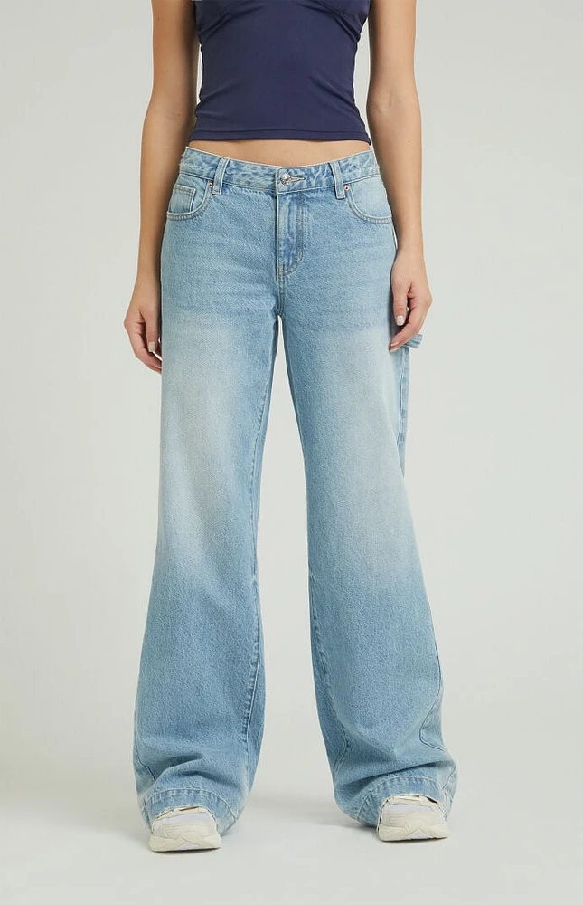 PacSun Casey Light Indigo Carpenter Low Rise Baggy Jeans