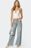 Edikted Everly Studded Low Rise Jeans