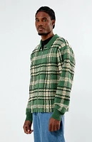 PacSun Green Plaid Collared Sweater Jacket