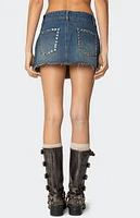 Edikted Tess Studded Denim Mini Skirt