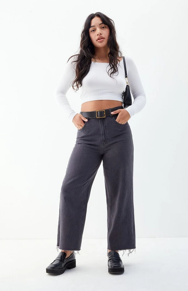 PacSun Nora Black Cropped Wide Leg Jeans