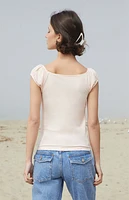 John Galt Pink Casey Ruched Top