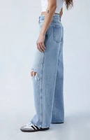 PacSun Eco Light Blue Ripped Low Rise Baggy Jeans