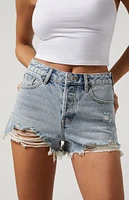 PacSun Acid Wash Ripped Button Fly High Waisted Denim Festival Shorts