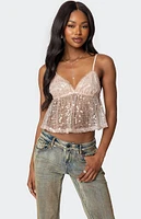 Edikted Sheer Sequin Babydoll Tank Top