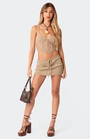 Edikted Baeside Crochet Mini Skirt