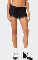 Edikted Rumi Lace Trim Shorts