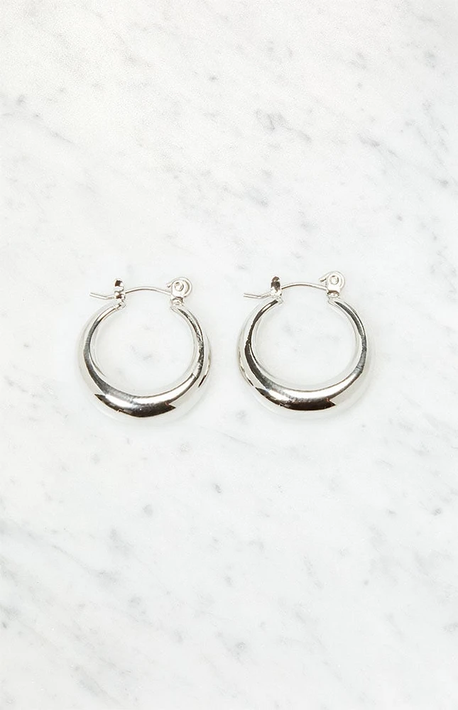 Silver Thick Hoop Earrings