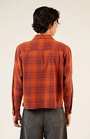 Pacsun Orange Washed Cropped Camp Flannel Shirt